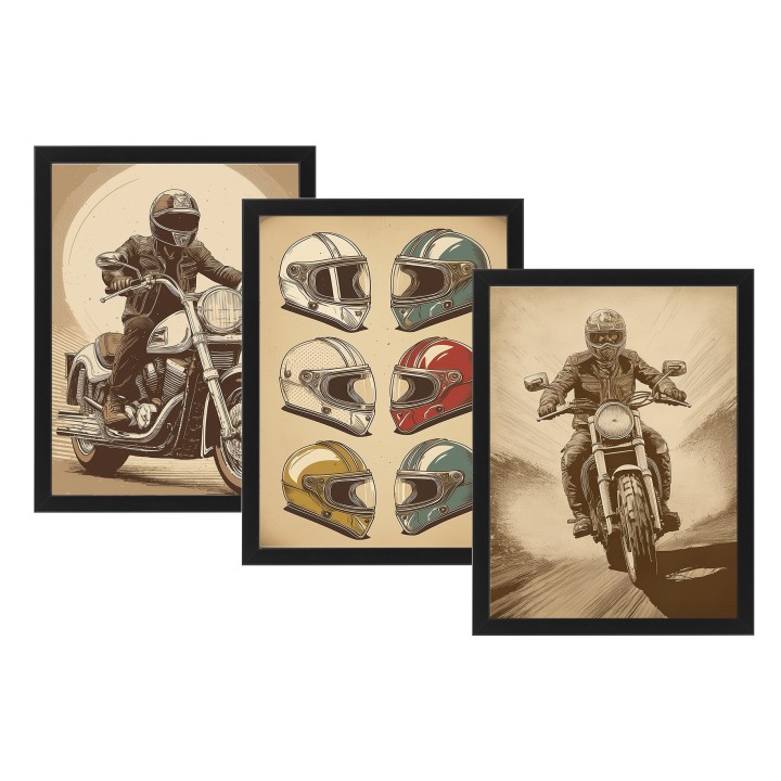Zestaw 3 Plakatów Retro: Pasja i Klasyka Motoryzacji | 30x40 cm